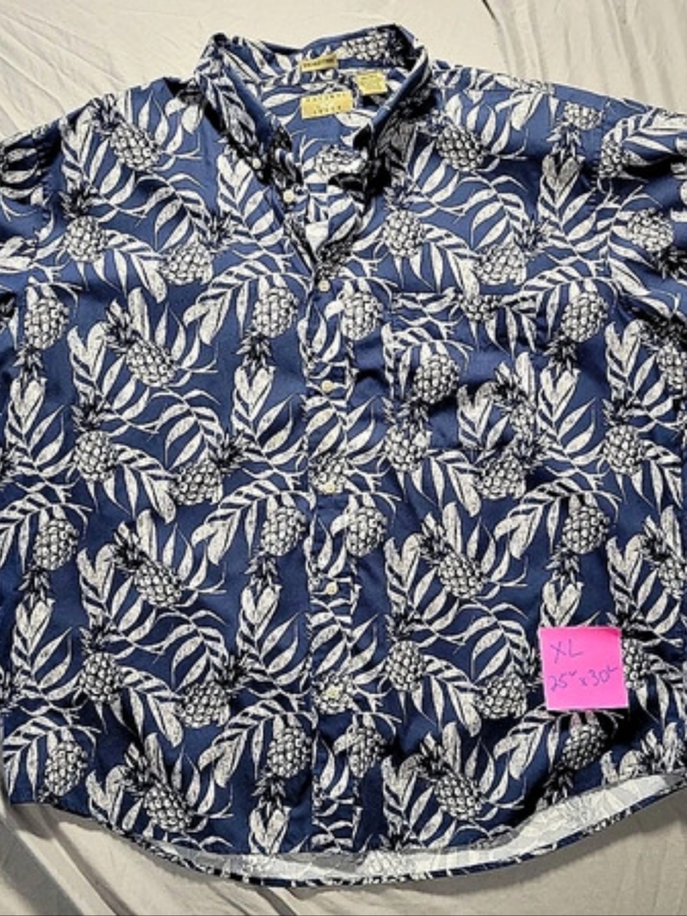 Natural Issue Floral Short Sleeve Shirt in Blue & White Size XL